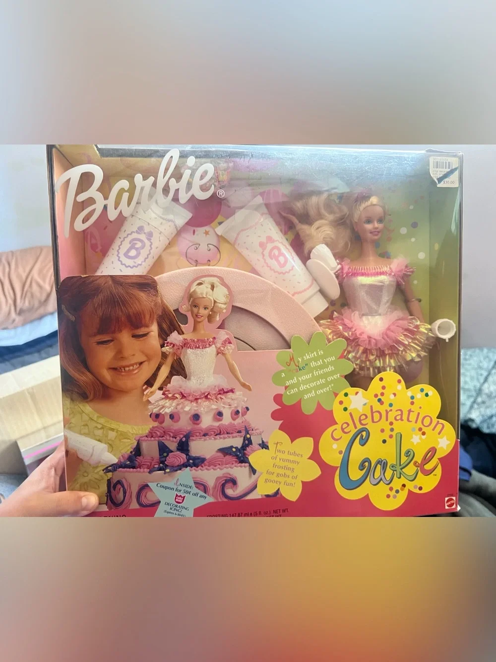 1999 Vintage Barbie Pink and Purple Party Cake Topper Playset